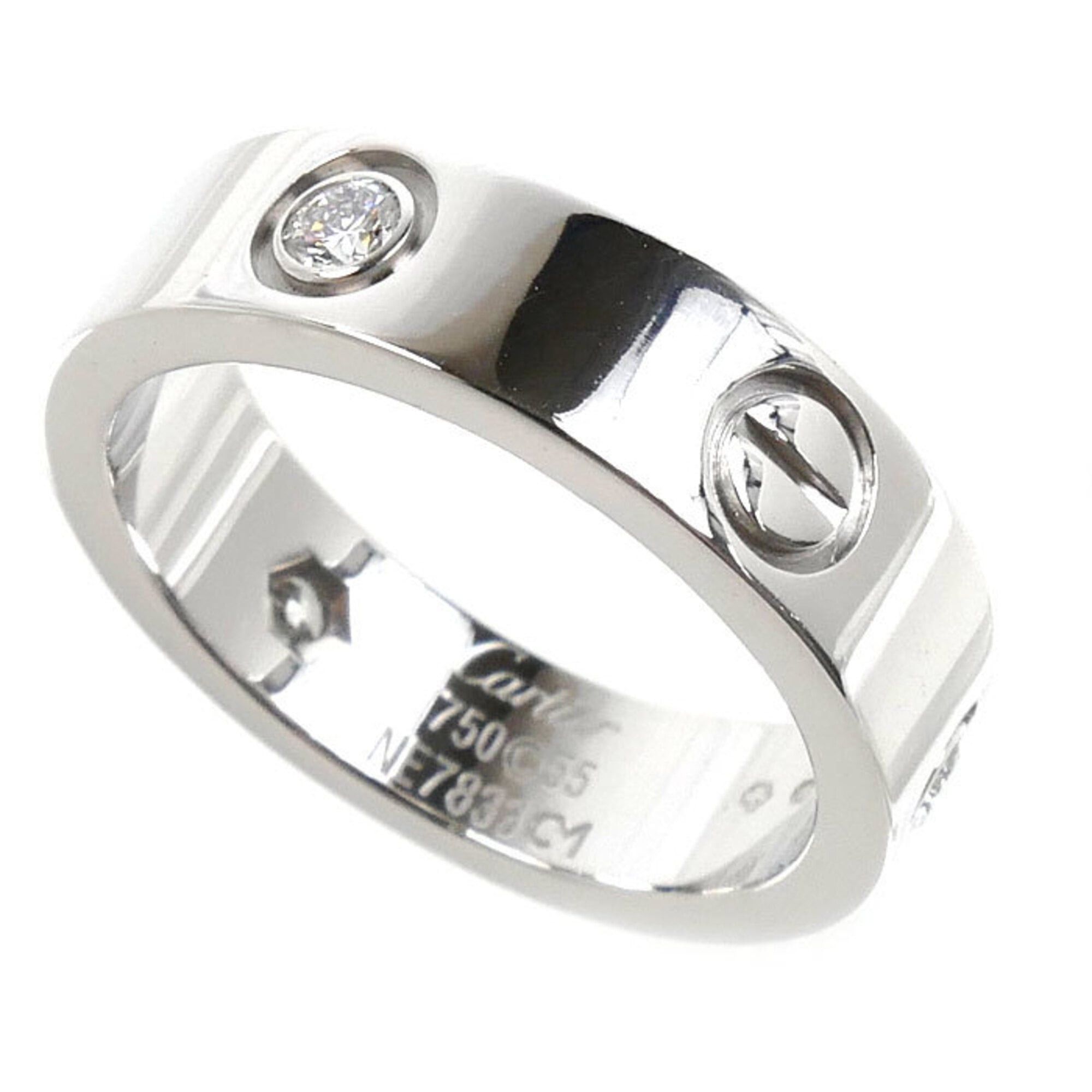 Cartier Cartier 18KWG White Gold Love Half Diamond Ring B4032555 55 9.2g Women's Size ONE SIZE - 1 Thumbnail