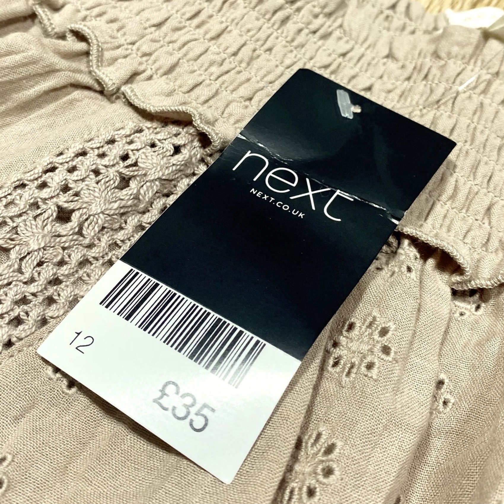 NEXT NEXT Dress Top Beachwear 3/4 Sleeve Light Brown Womens EU40 Cotton UK 12 Bnwt Size XL / US 12-14 / IT 48-50 - 4 Thumbnail