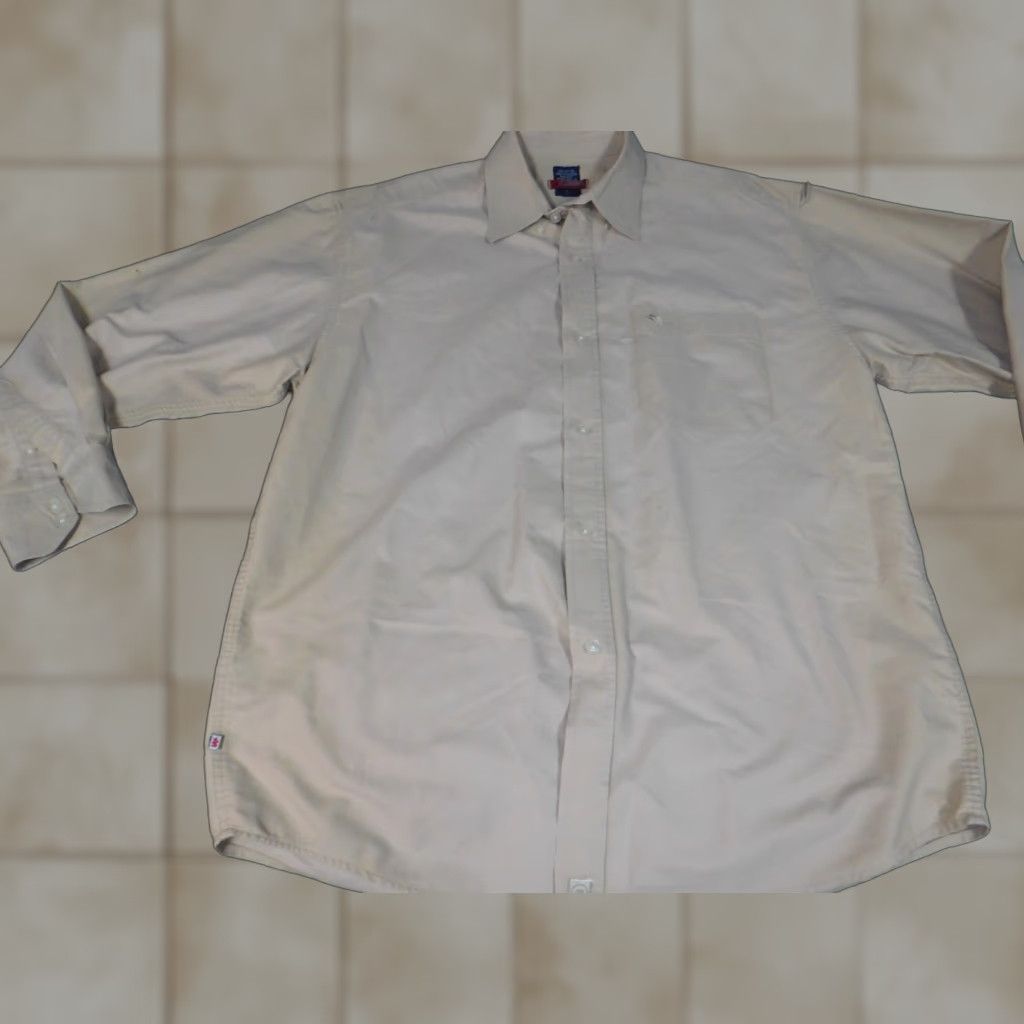 Vintage Mecca Mens Shirt Large Beige Button-Down Collared 2000s Slimming 90s Size US L / EU 52-54 / 3 - 1 Thumbnail