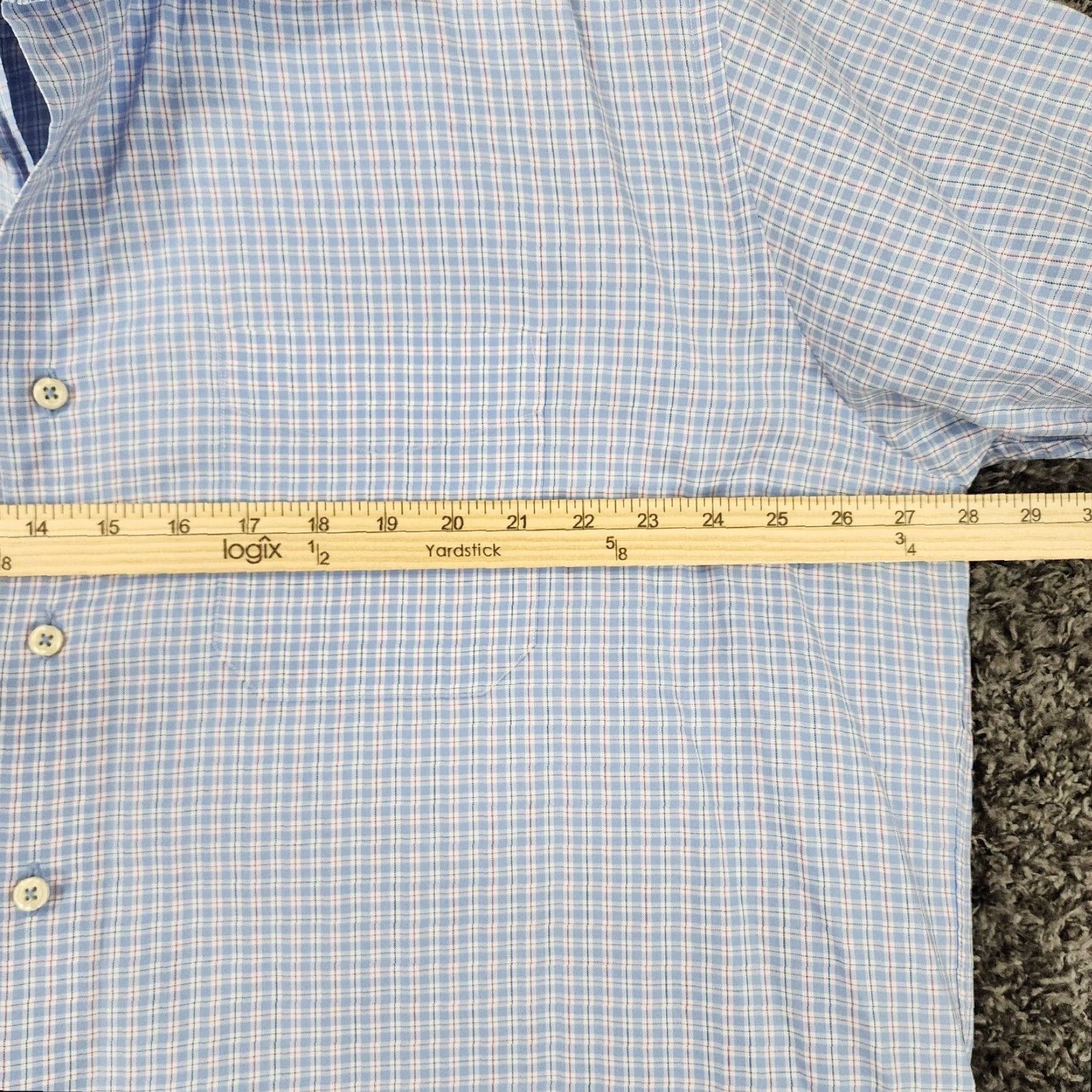 David Donahue DAVID DONAHUE Dress Shirt Men’s Blue Plaid 2XL Long Sleeve 100% Cotton Slim/Regular Chest 28 in 34 in Dress Shirt Mens Size 48R - 5 Thumbnail