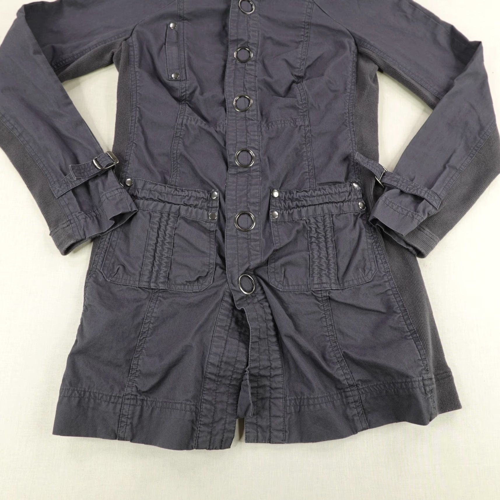 Free People VINTAGE Free People Women's Military Jacket Long Boho Gray Size 8 Outdoor Utility Size M / US 6-8 / IT 42-44 - 3 Thumbnail