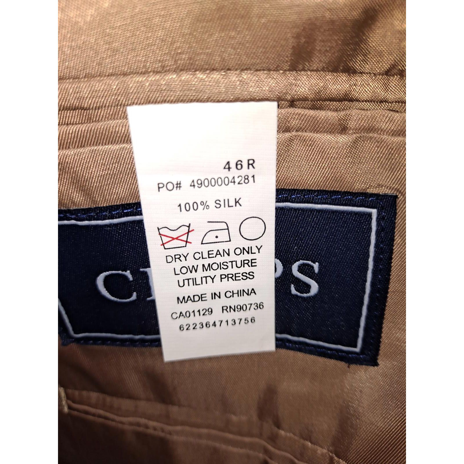 Chaps Chaps 100% Silk Tan and Black Plaid Blazer Size 46R Size 46R - 4 Thumbnail
