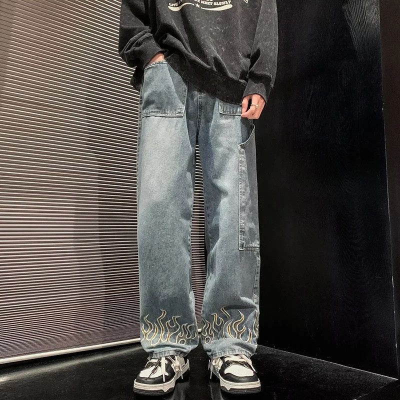 Vintage 2024 Spring New Personality Embroidery Men's Baggy Jeans Size US 28 / EU 44 - 1 Thumbnail