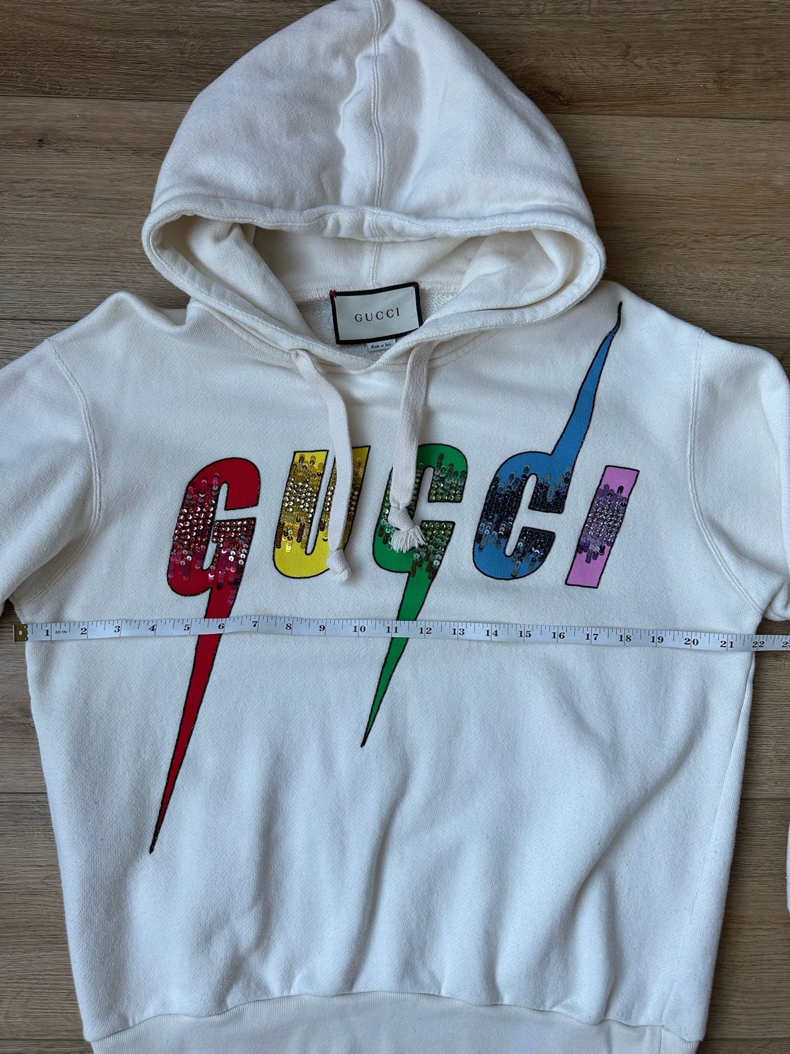 Gucci 🔥[SALE]🔥 Gucci Blade Logo And Sequins Tops White Hoodie Size XS / US 0-2 / IT 36-38 - 4 Thumbnail