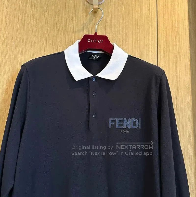 Fendi Fendi Black Cotton Long Sleeve Polo Shirt . Size US L / EU 52-54 / 3 - 2 Thumbnail
