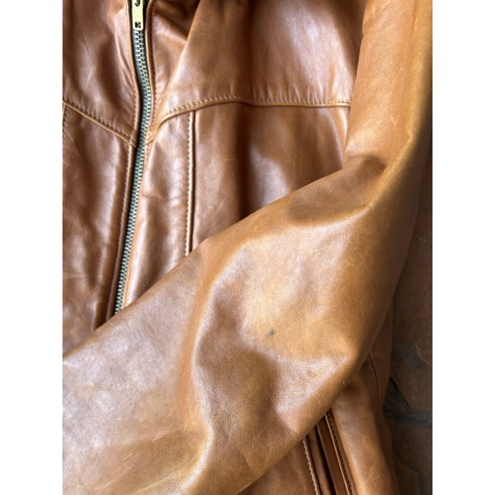 Drome VINTAGE Rome Peabody Massachusetts Leather Zip Up Jacket 42 USA Talon Zipper Brown Women's Jacket Size M / US 6-8 / IT 42-44 - 5 Thumbnail