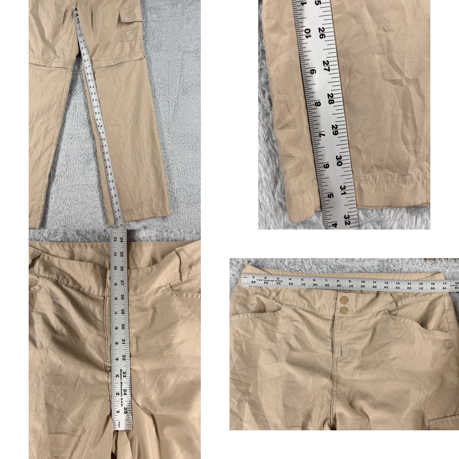 Vintage Balance Outdoor Pants Womens Medium Beige Convertible Cargo 100% Polyester Hike Size 32" / US 10 / IT 46 - 8 Thumbnail