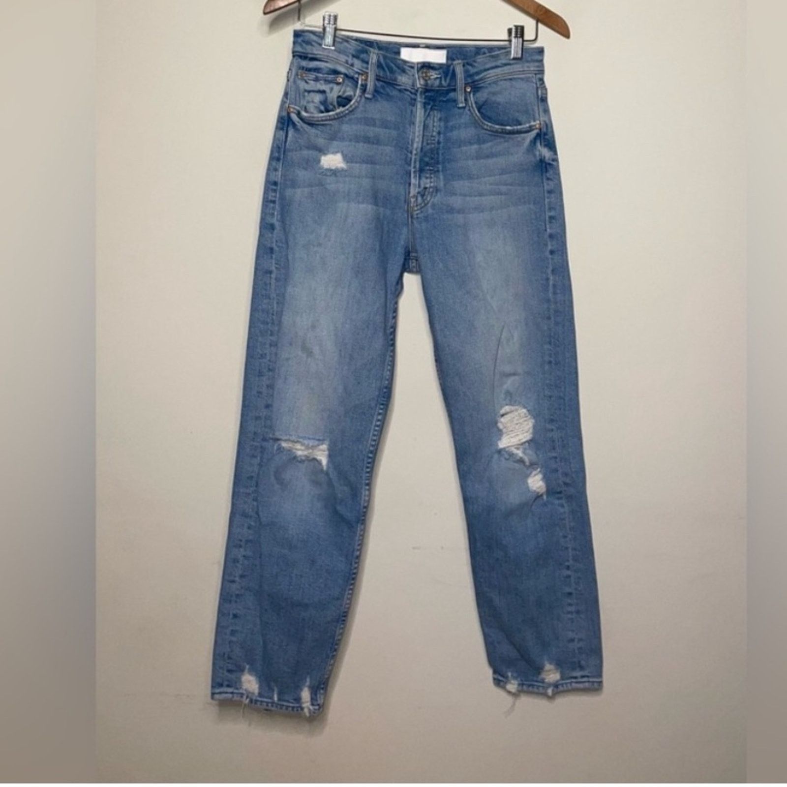 MOTHER MOTHER $258 The Tomcat Distressed Straight Leg Jeans size 32 Size 32" / US 10 / IT 46 - 10 Thumbnail