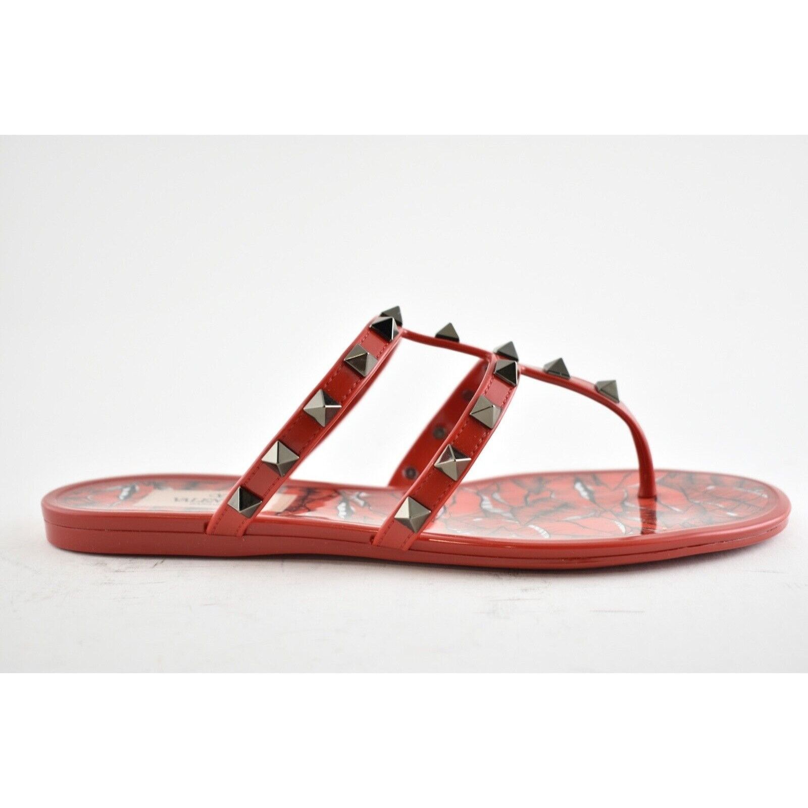 Valentino Valentino Rockstud Red Black Rubber Lipstick Jelly PVC Stud Size US 10 / IT 40 - 2 Thumbnail