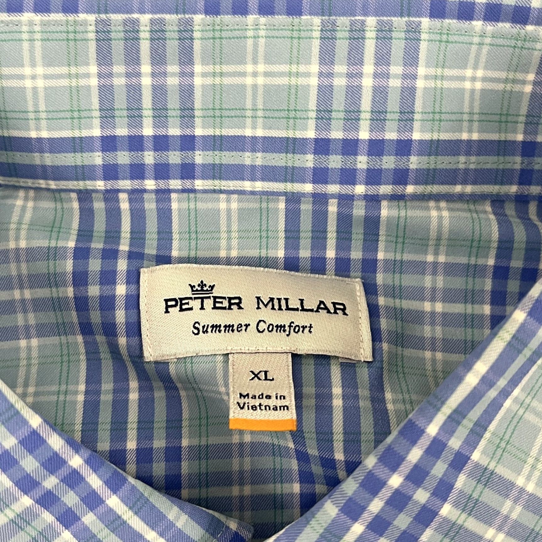Peter Millar VINTAGE Peter Millar Men's XL Dress Shirt Long Sleeve Plaid Blue Green Performance Casual Formal Workwear Size US XL / EU 56 / 4 - 2 Thumbnail