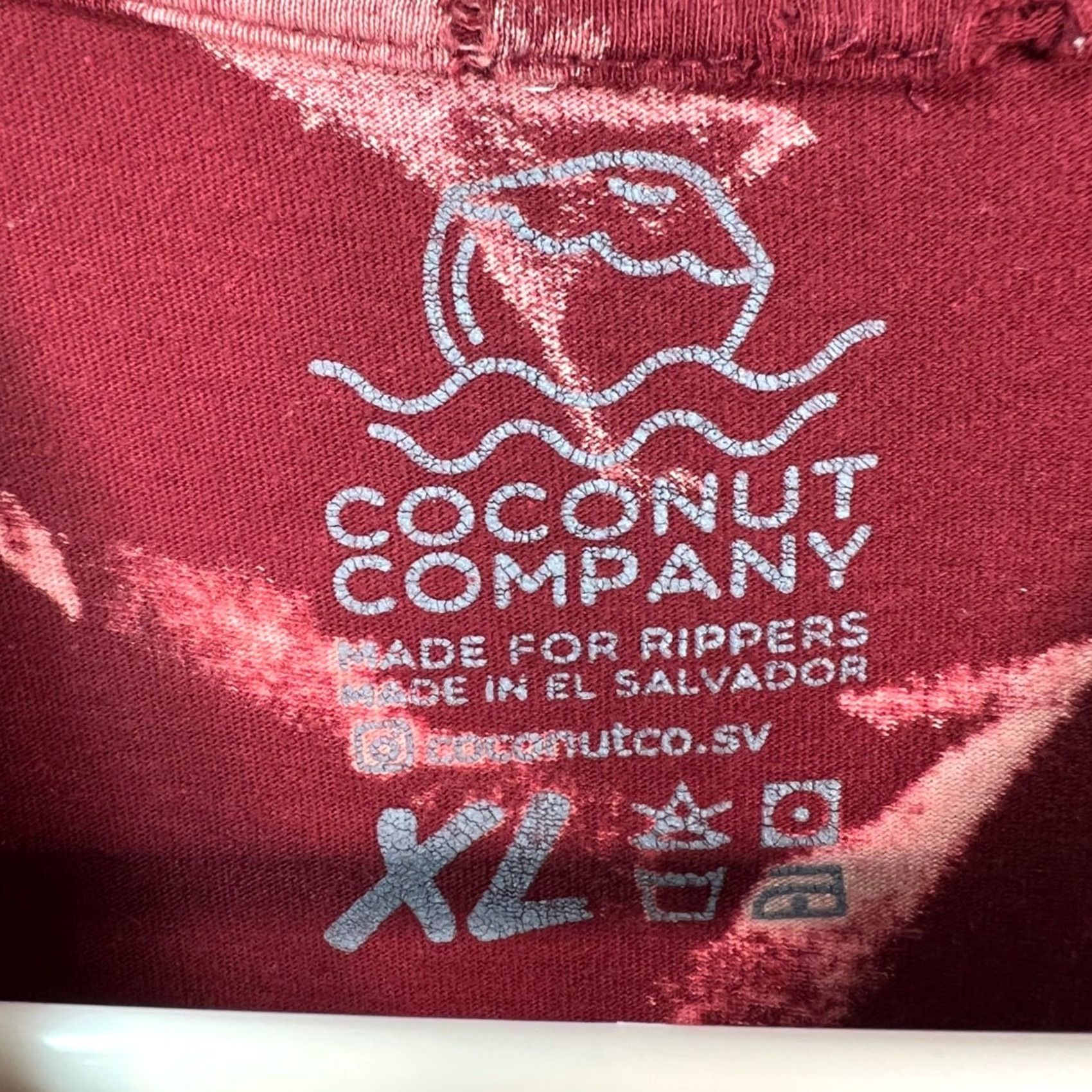 Vintage Coconut Company Womens XL Maroon Red Tie-Dye Surf T Shirt Size XL / US 12-14 / IT 48-50 - 3 Thumbnail
