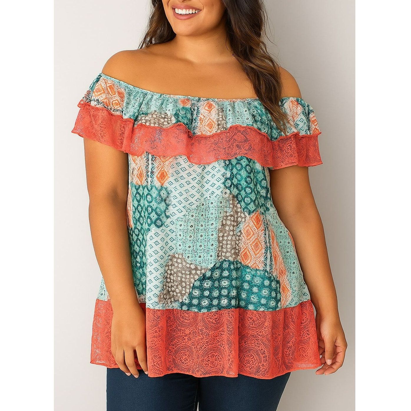 Other NWOT Sugarfox Off Shoulder Lacy Ruffle Top L Size L / US 10 / IT 46 - 2 Thumbnail