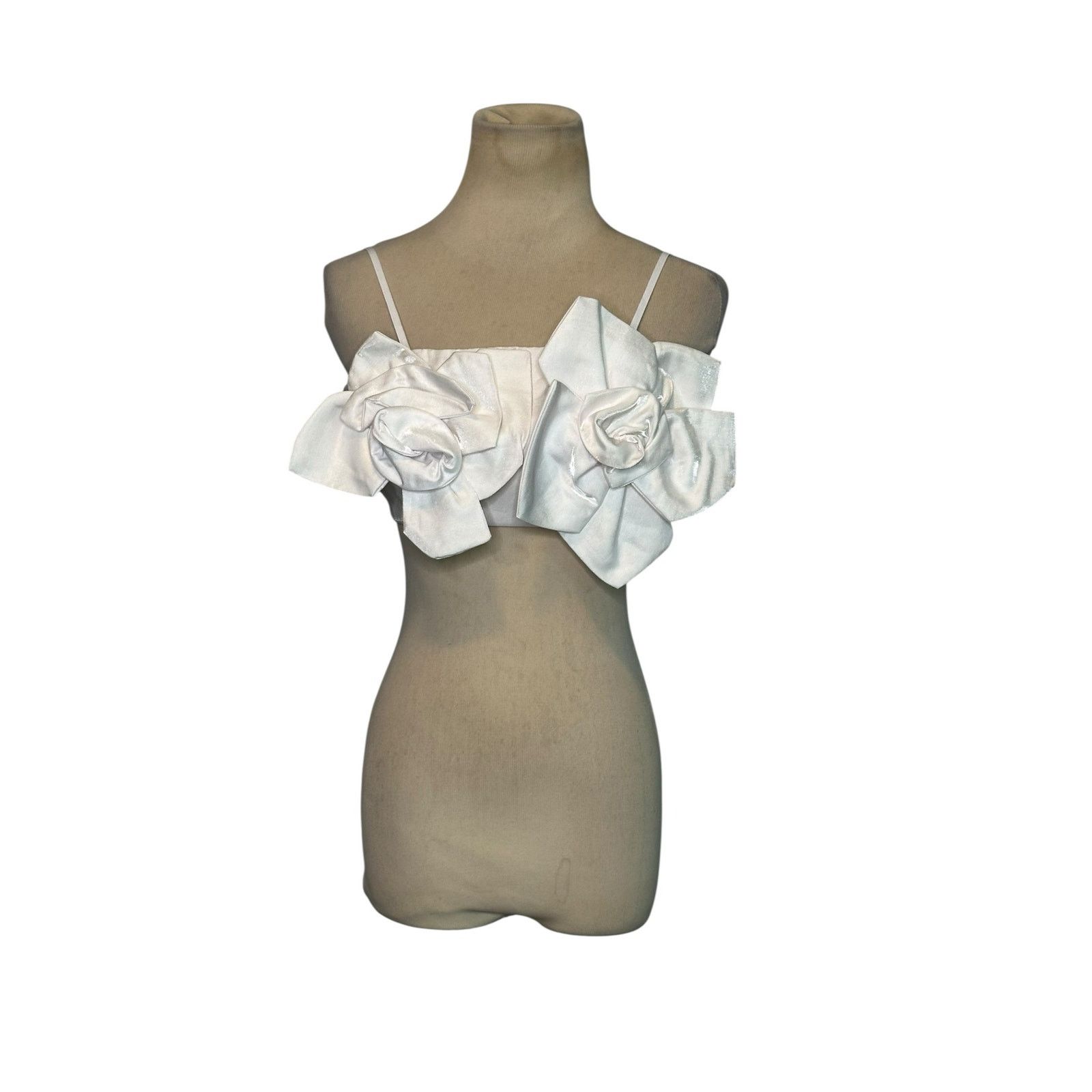 Shein Shein Bae white flowers back lace up crop top size Small Size S / US 4 / IT 40 - 8 Thumbnail