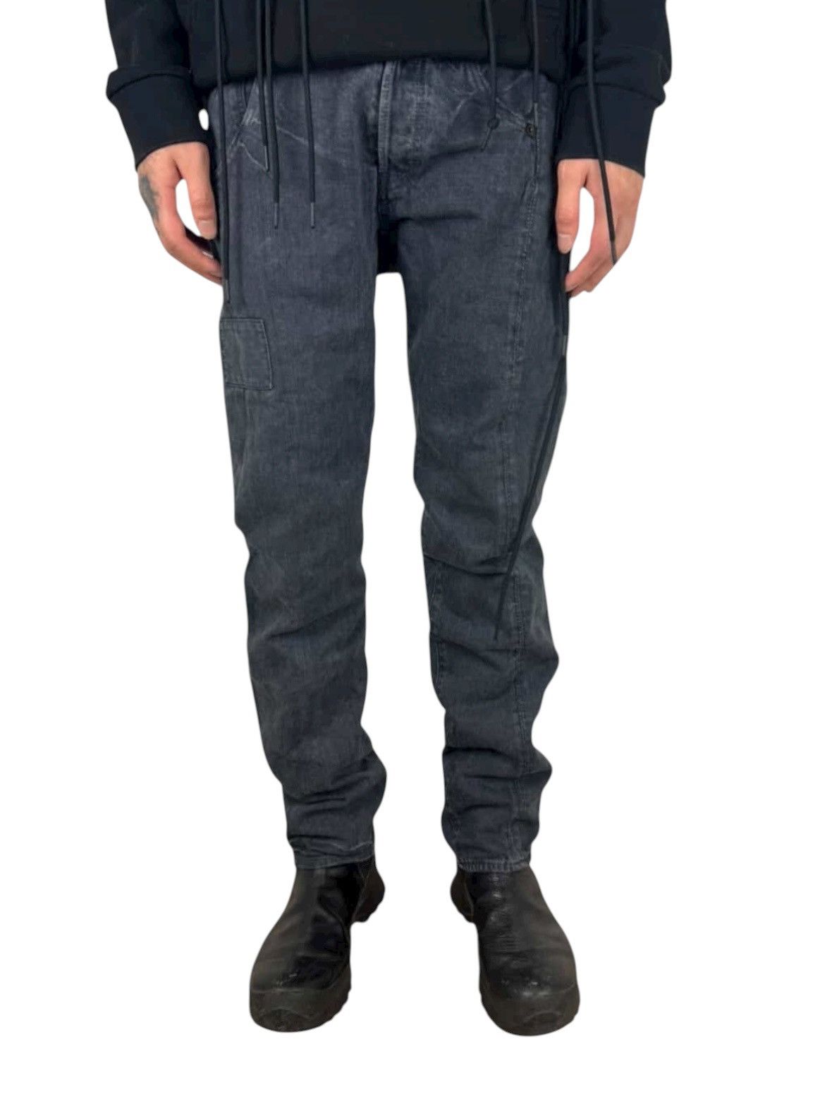 Japanese Brand Johnbull Asymmetrical Cut Black Patchwork Distressed Denim Size US 32 / EU 48 - 1 Thumbnail