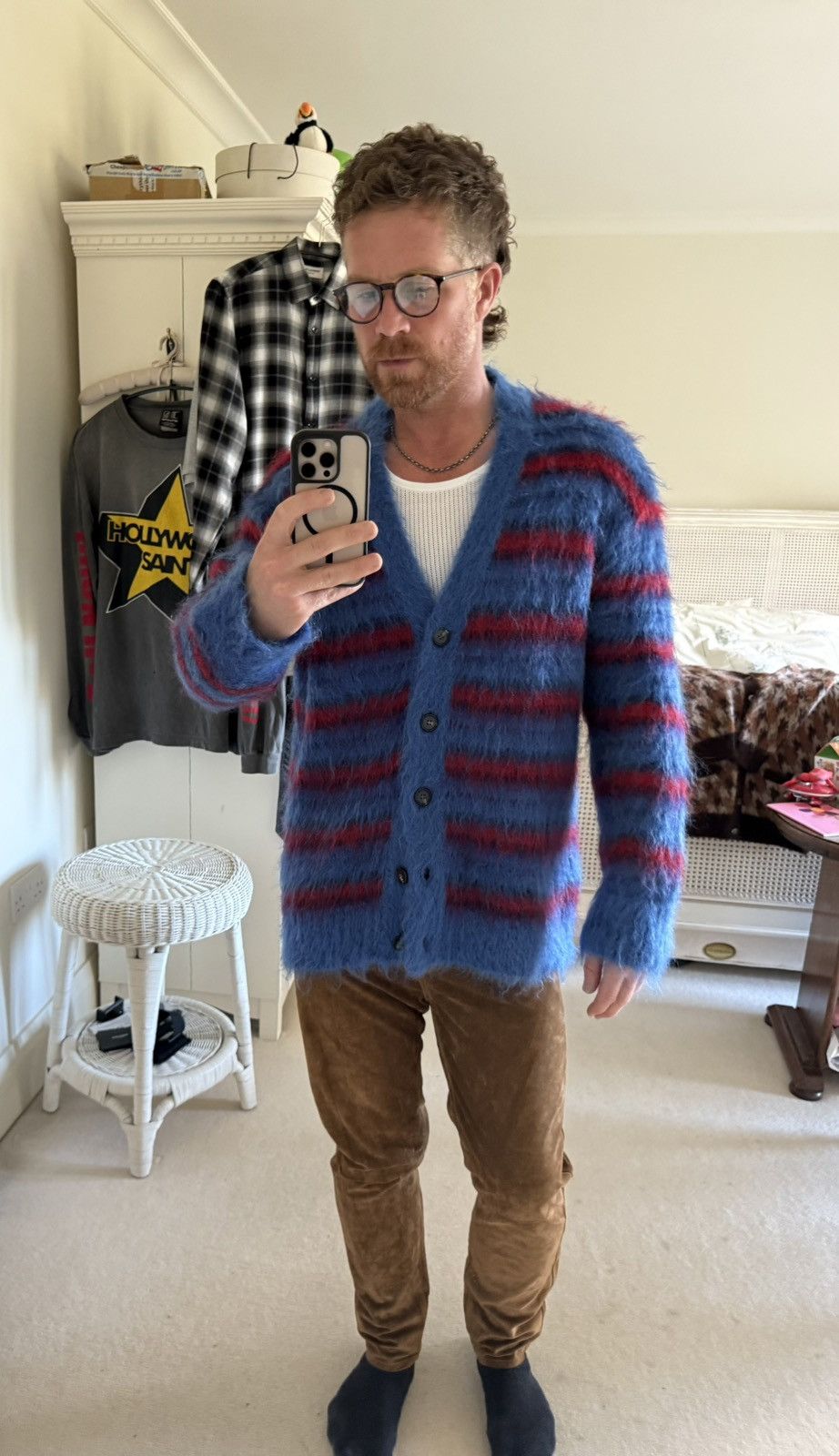 Marni FW19 Marni most wanted blue red cardigan Harry Styles M XL Size US M / EU 48-50 / 2 - 9 Thumbnail