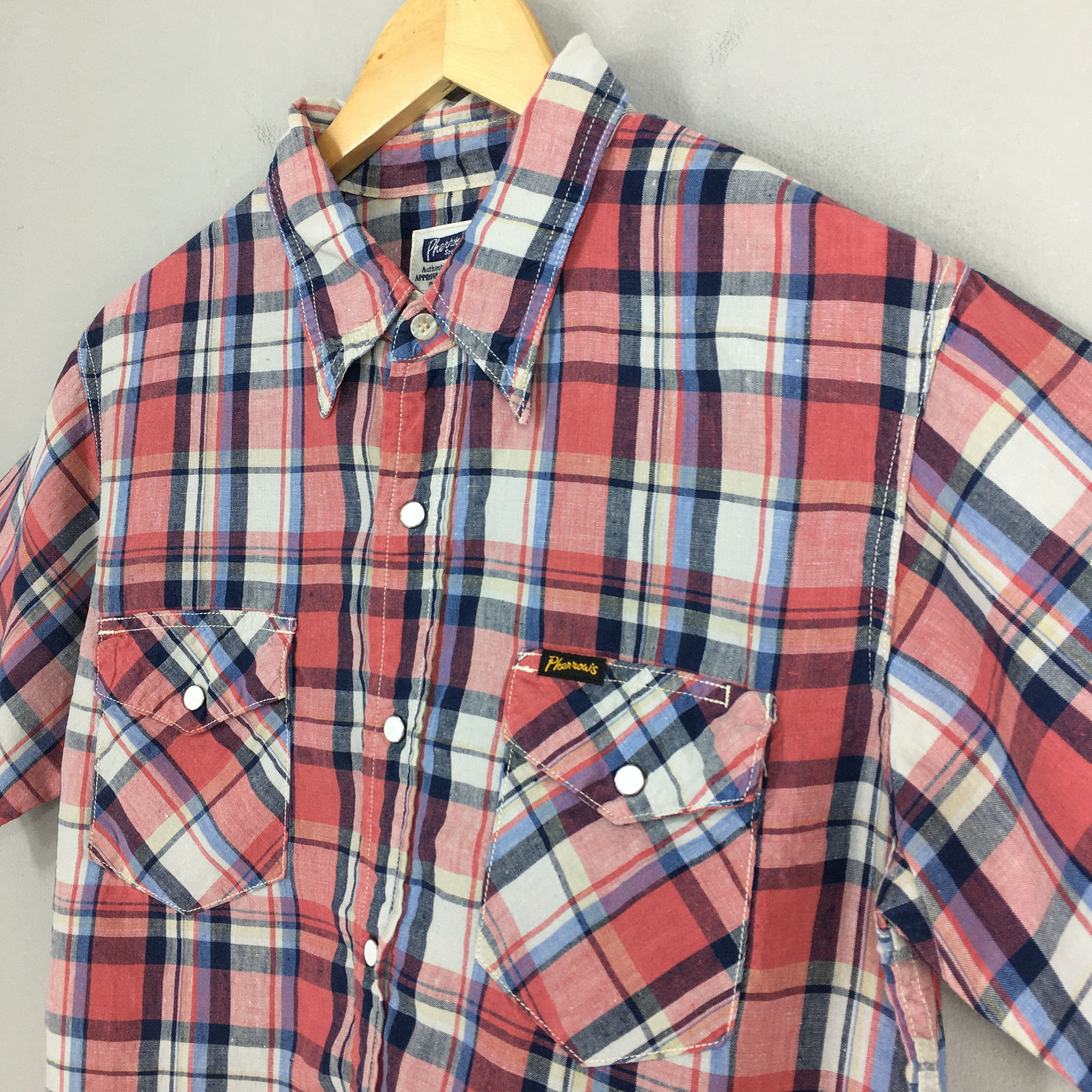 Flannel Vintage Pherrows Japan Plaid Flannel Large Size US L / EU 52-54 / 3 - 3 Thumbnail