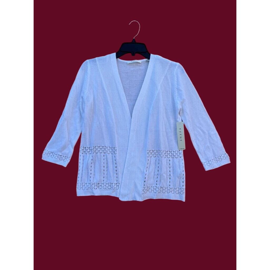 Other CYRUS - Women's 3/4 Sleeve Lace Cardigan - White - Small Size S / US 4 / IT 40 - 1 Thumbnail