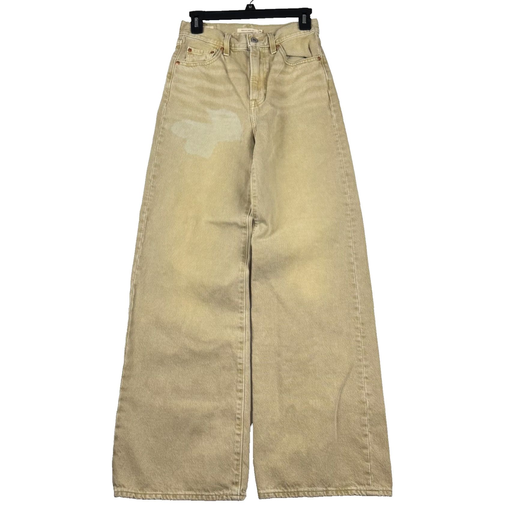 Levi's VINTAGE Levi's Premium Ribcage Wide Leg Jeans 25x32 Womens Beige Tan Denim 5-Pocket Wide-Leg Baggy Size 42" / US 20 - 2 Thumbnail