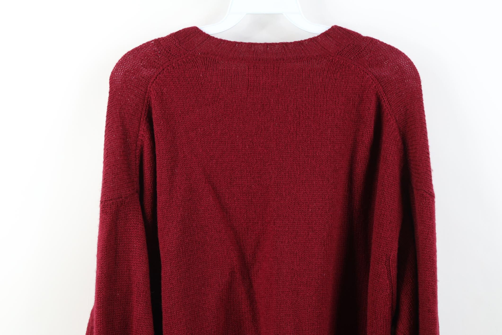 Gap Vintage 90s Gap Shetland Wool Ribbed Knit V-Neck Sweater Red Size US L / EU 52-54 / 3 - 8 Thumbnail