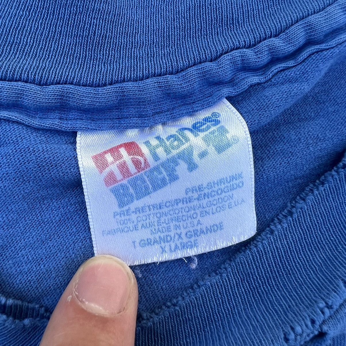 Hanes × Vintage Vintage 90s Hanes „No Work Club” Blue Tee T Shirt Humor Size US L / EU 52-54 / 3 - 6 Thumbnail