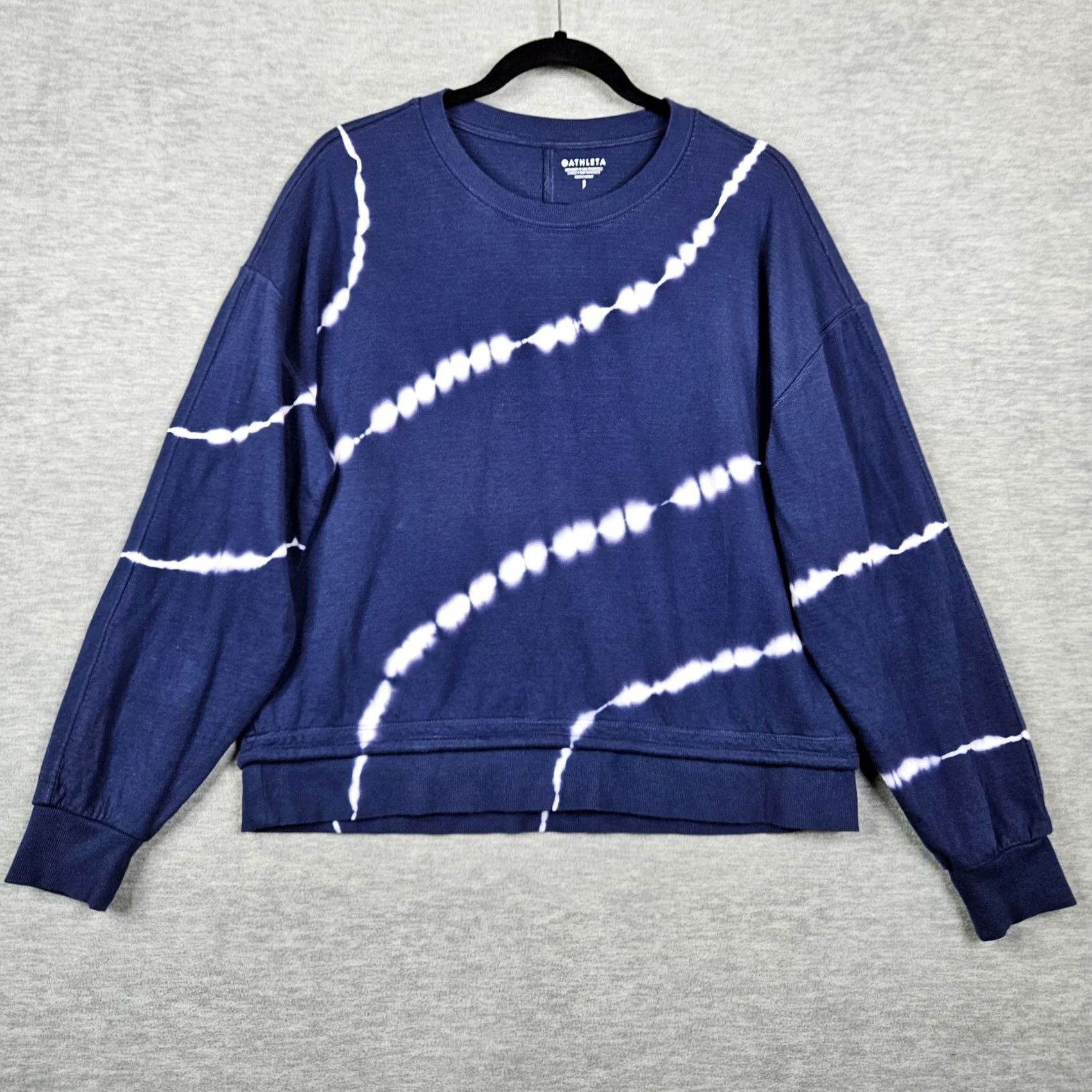 Athleta Athleta Sweatshirt Women S Blue Tie Dye Crew Neck Pullover Fleece Logo All Seasons Size S Size S / US 4 / IT 40 - 2 Thumbnail