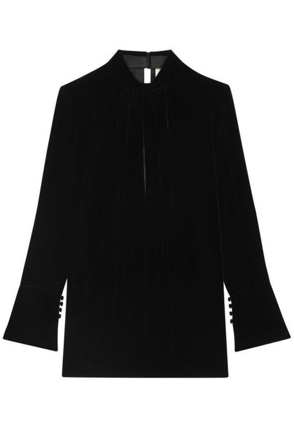 Saint Laurent Paris o1s1wg110924 Short Dress in Velvet in Black Size M / US 6-8 / IT 42-44 - 1 Thumbnail