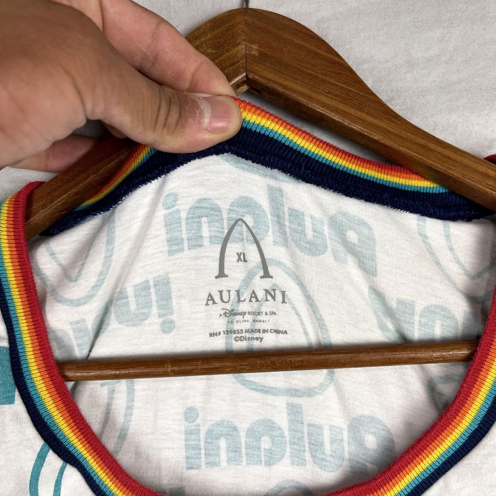 Disney VINTAGE Aulani Disney Shirt Mens XL White Tank Top Rainbow Trim Resort Size US XL / EU 56 / 4 - 2 Thumbnail