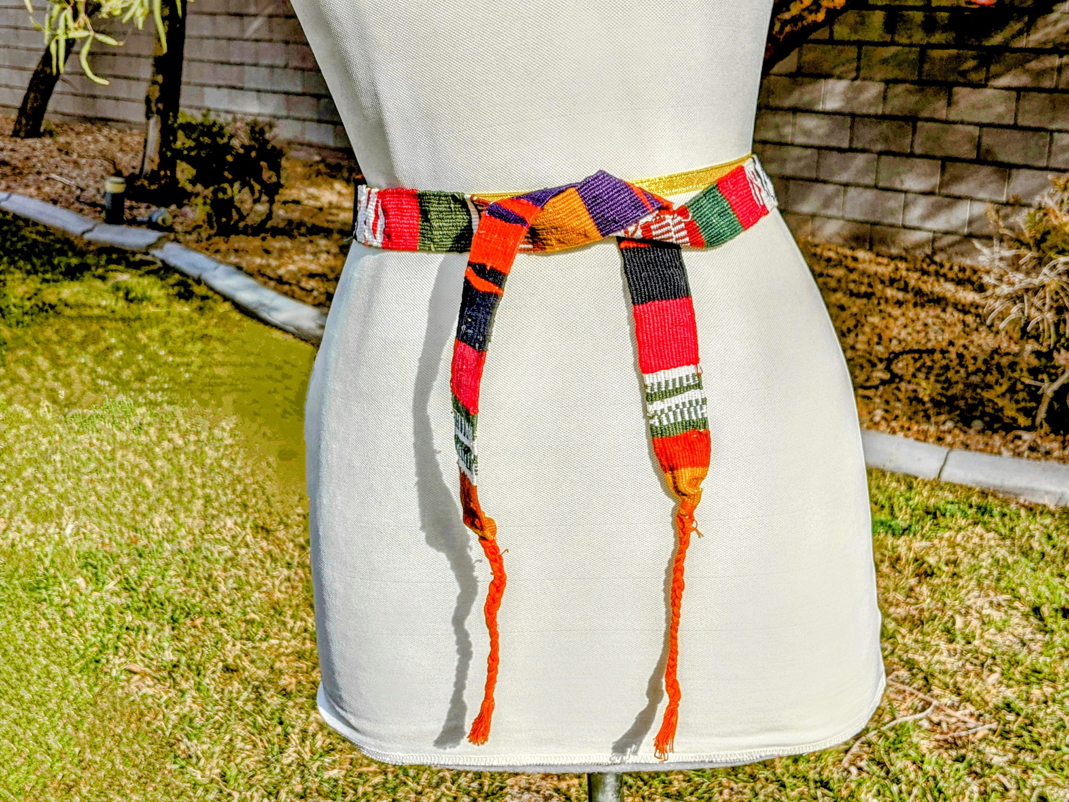 Vintage Guatemala Woven Indigenous Mayan Toto Sash Belt Strap Set Size ONE SIZE - 2 Thumbnail