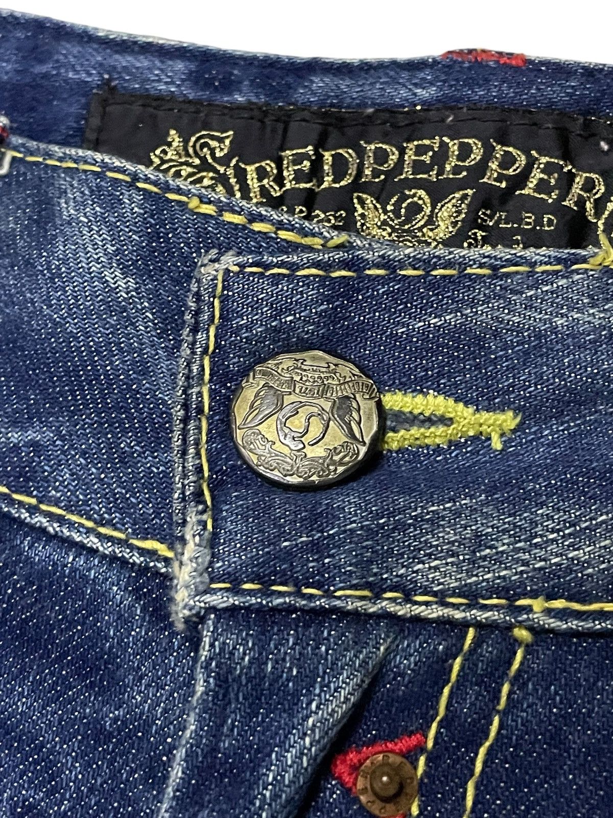 GOSTAR DE FUGA × Hysteric Glamour × Japanese Brand Red Pepper Japan Embellished Embroidered Flare Jeans Size US 29 - 21 Thumbnail