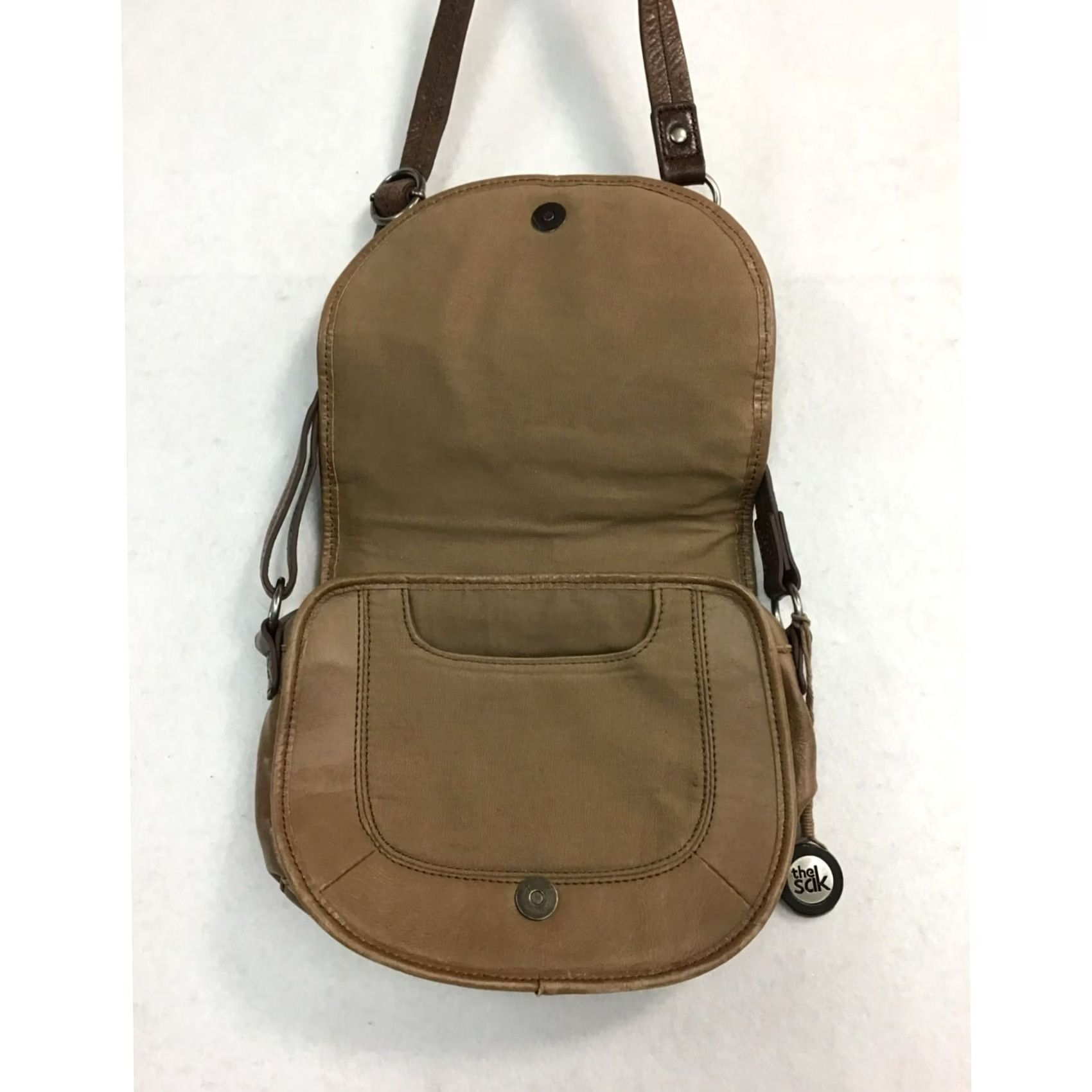 The Sak VINTAGE The Sak Leather Purse Crossbody Womens Brown N/A Good 1892 Peace Sign Crossbody Bag Women Size ONE SIZE - 4 Thumbnail