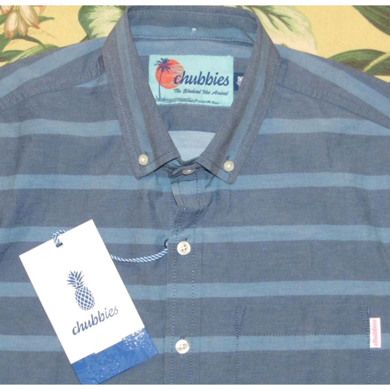 Chubbies CHUBBIES Blue Short Sleeve Downtowner Button Down Shirt Small NWT Mens XS? Size US S / EU 44-46 / 1 - 2 Thumbnail