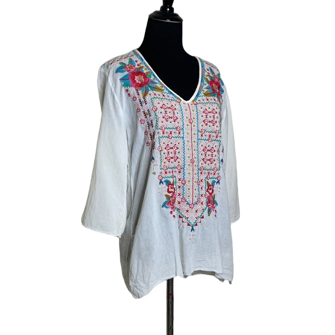 Johnny Was Johnny Was white embroidered floral boho tunic size small Size S / US 4 / IT 40 - 5 Thumbnail