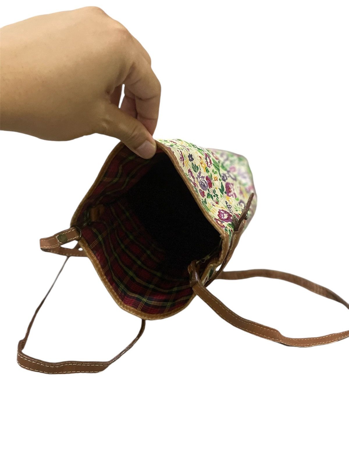 Kenzo × Vintage Vtg 90s KENZO floral bucket drawstring bag leather Size ONE SIZE - 5 Thumbnail