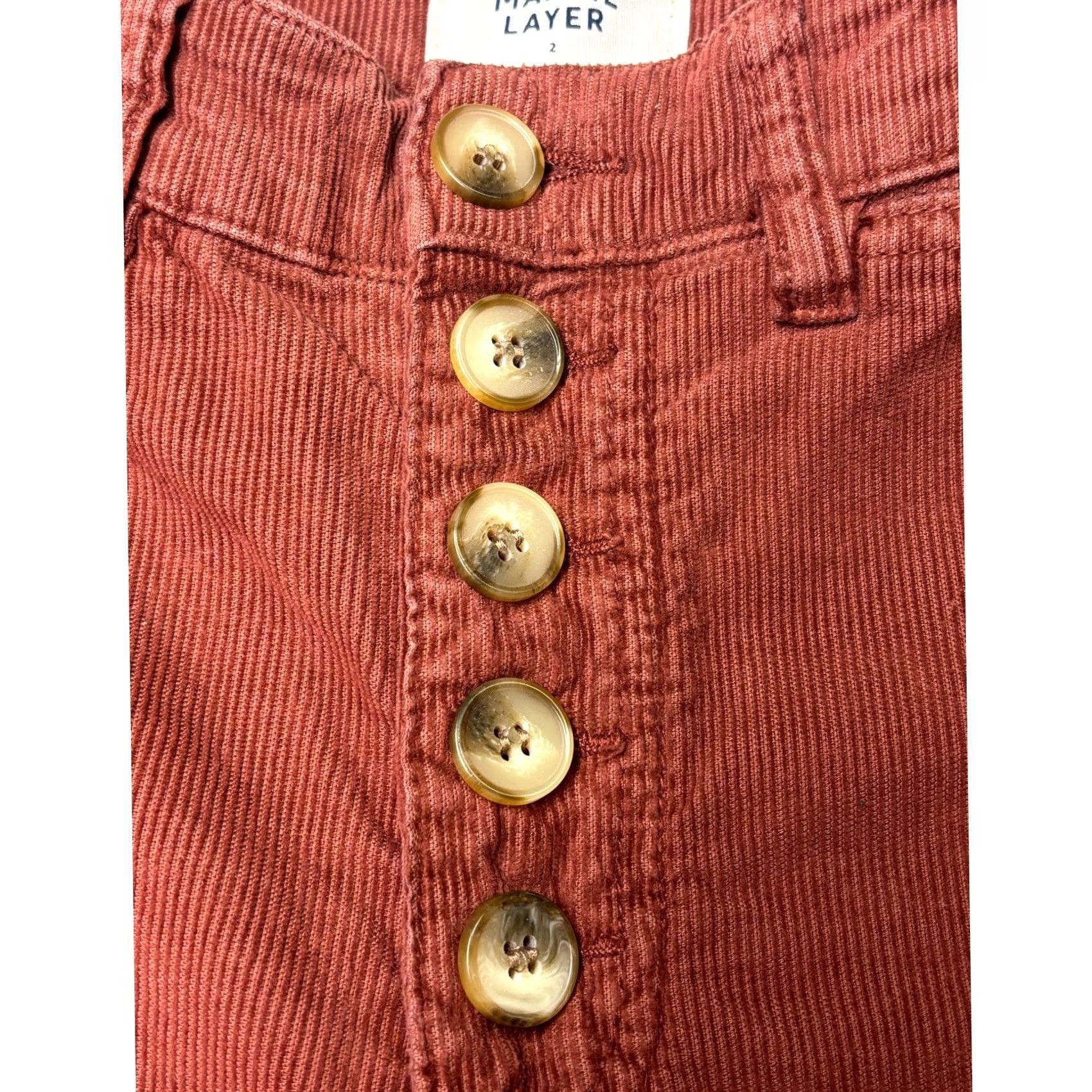 Marine Layer Marine Layer Allison Corduroy Pants Women 2 W26 L26 Rust Red Wide Leg Button Fly Size 26" / US 2 / IT 38 - 2 Thumbnail