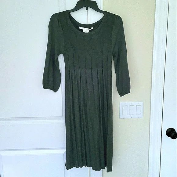 Max Mara Studio M Pleated Long Slv Sweater Dress Cozy Fall Winter Size S / US 4 / IT 40 - 4 Thumbnail