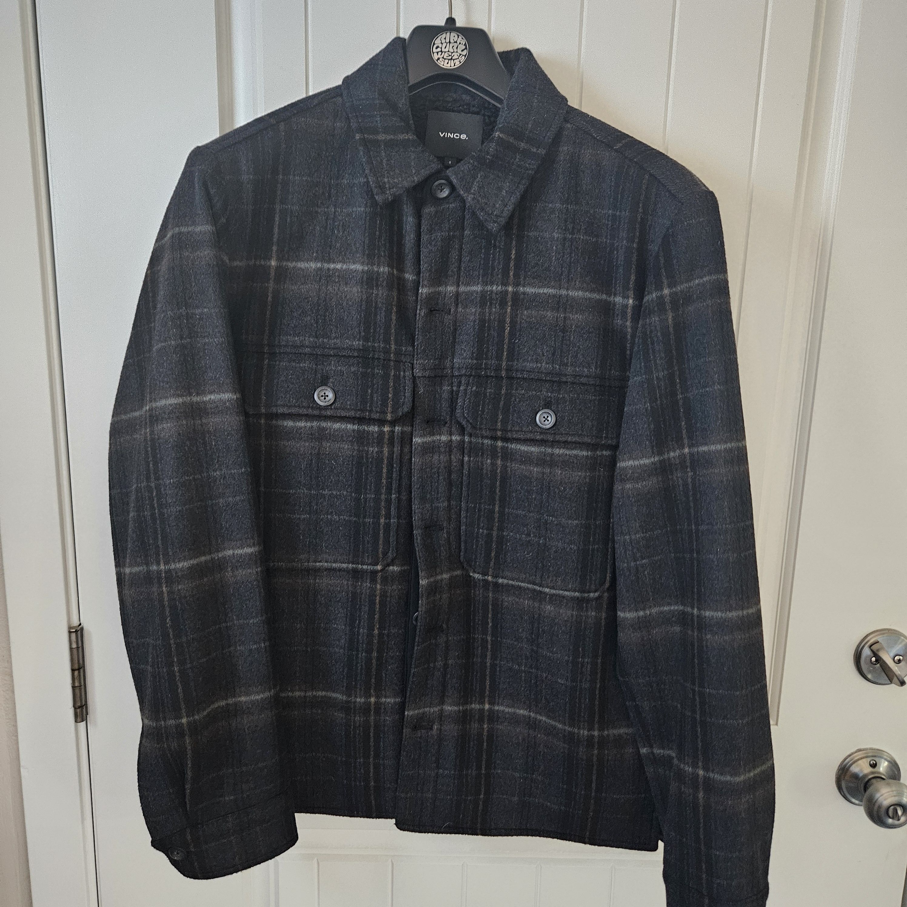 Vince Vince Black Wool Plaid Shacket Shirt Jacket Size US S / EU 44-46 / 1 - 1 Thumbnail