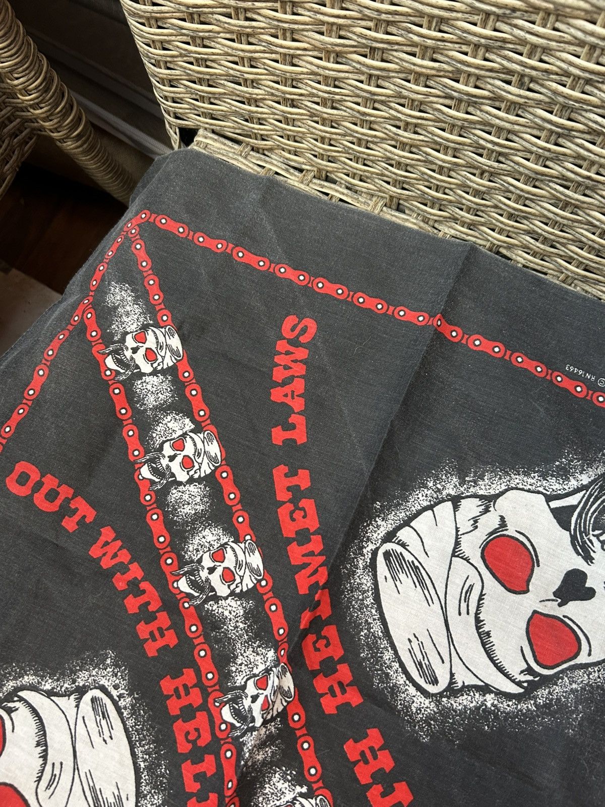 Vintage Vintage Out With Helmet Laws Biker Riders Bandana USA Made Size ONE SIZE - 5 Thumbnail
