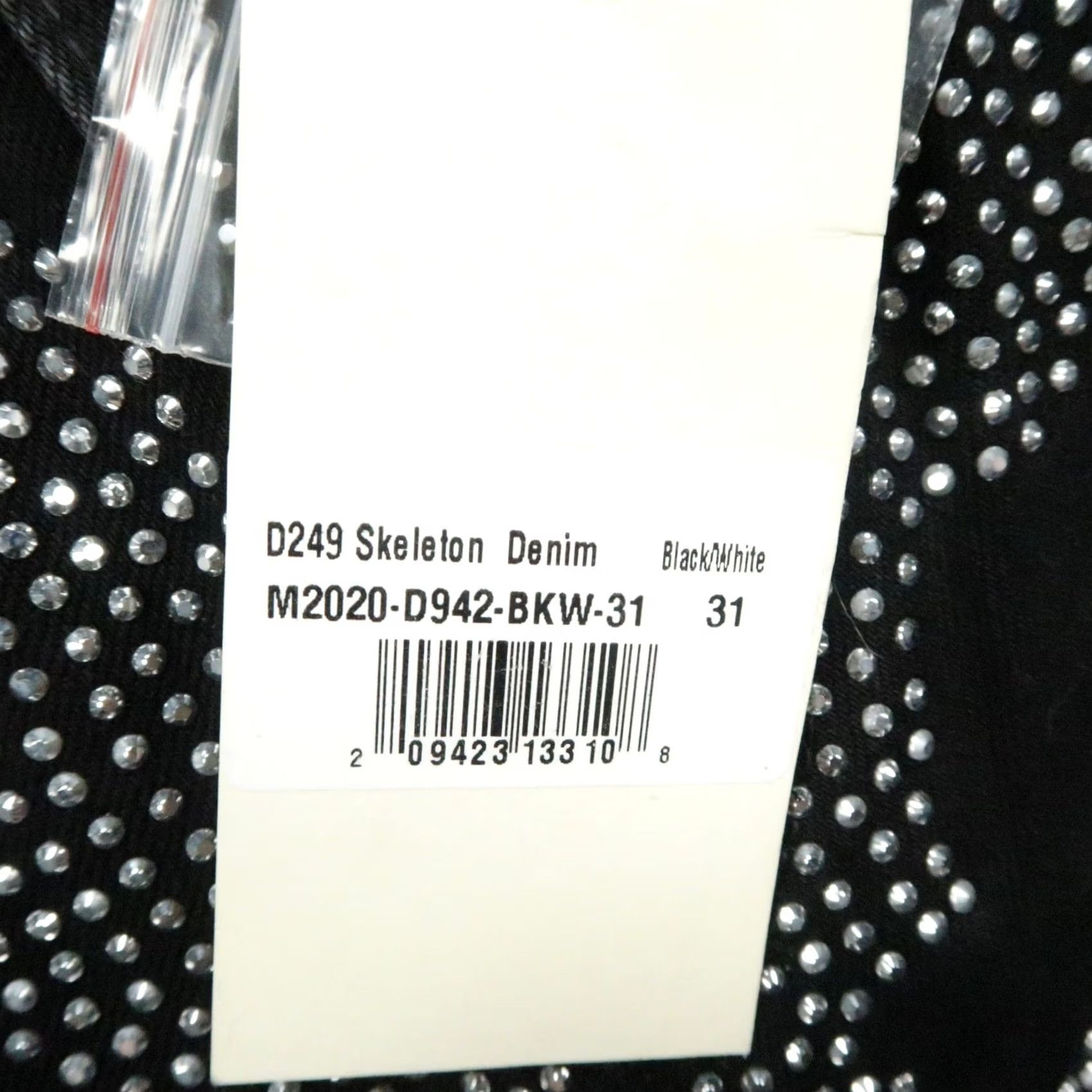 MNML Mnml Jeans Mens Black Skeleton Denim Rhinestone Crystal Goth Streetwear 31x36 Size US 31 - 3 Thumbnail