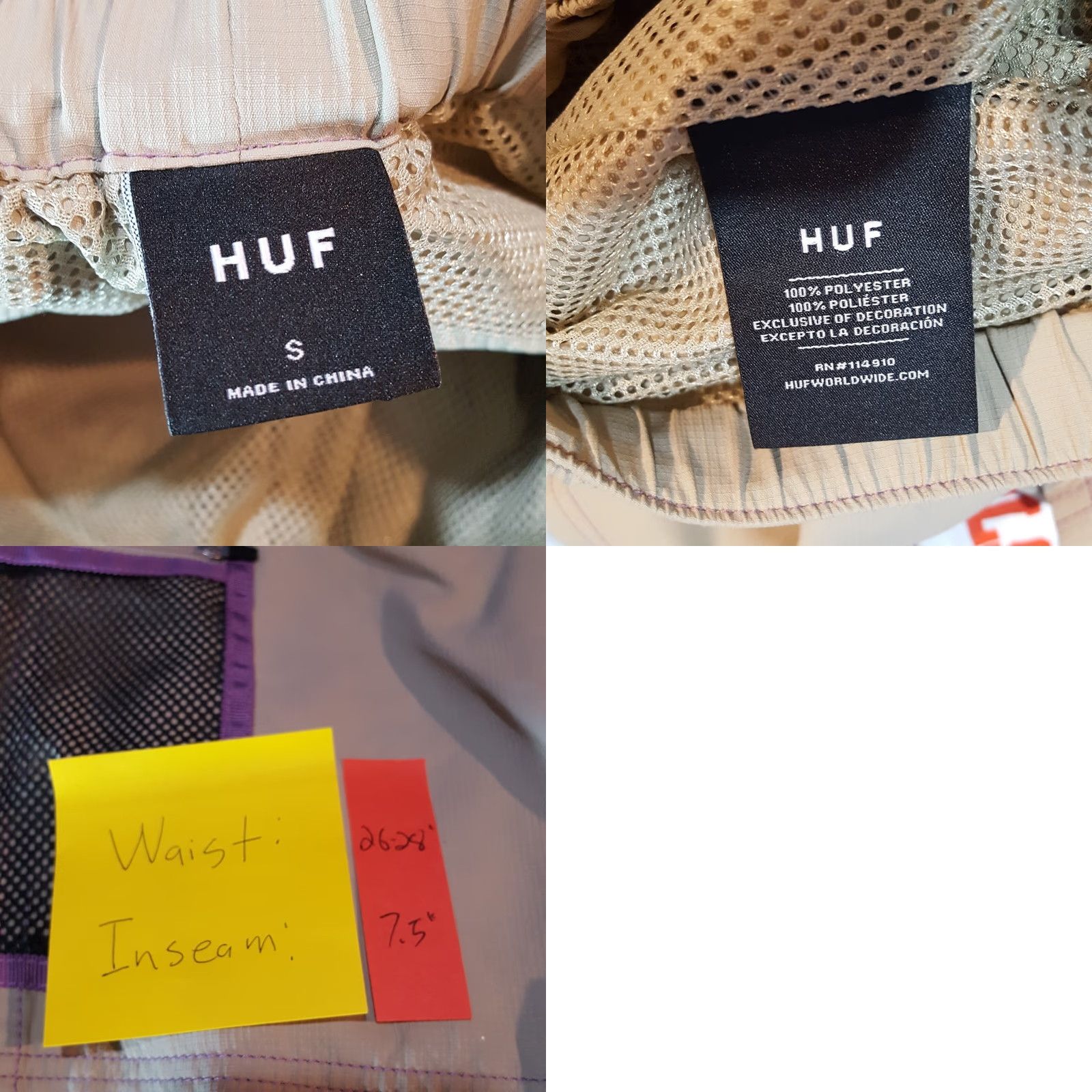 Huf VINTAGE HUF Skateboarding Streetwear Women's S Beige Khaki Outdoor Shorts Hiking Shirt Size 28" / US 6 / IT 42 - 8 Thumbnail