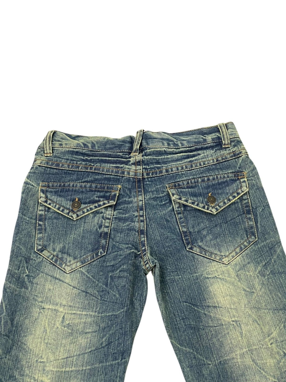 Japanese Brand New Flare Jeans Ghetto Distress Low Rise Boot Cut 1🟦0 Size US 31 - 17 Thumbnail