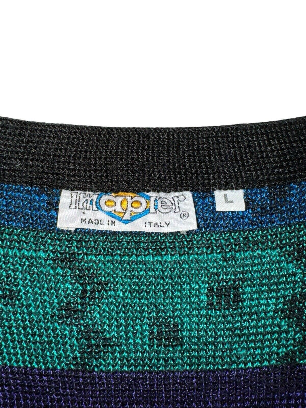 Designer Vintage Imapier Italy 90s Geometric Cosby Knit Cardigan L Size US L / EU 52-54 / 3 - 6 Thumbnail
