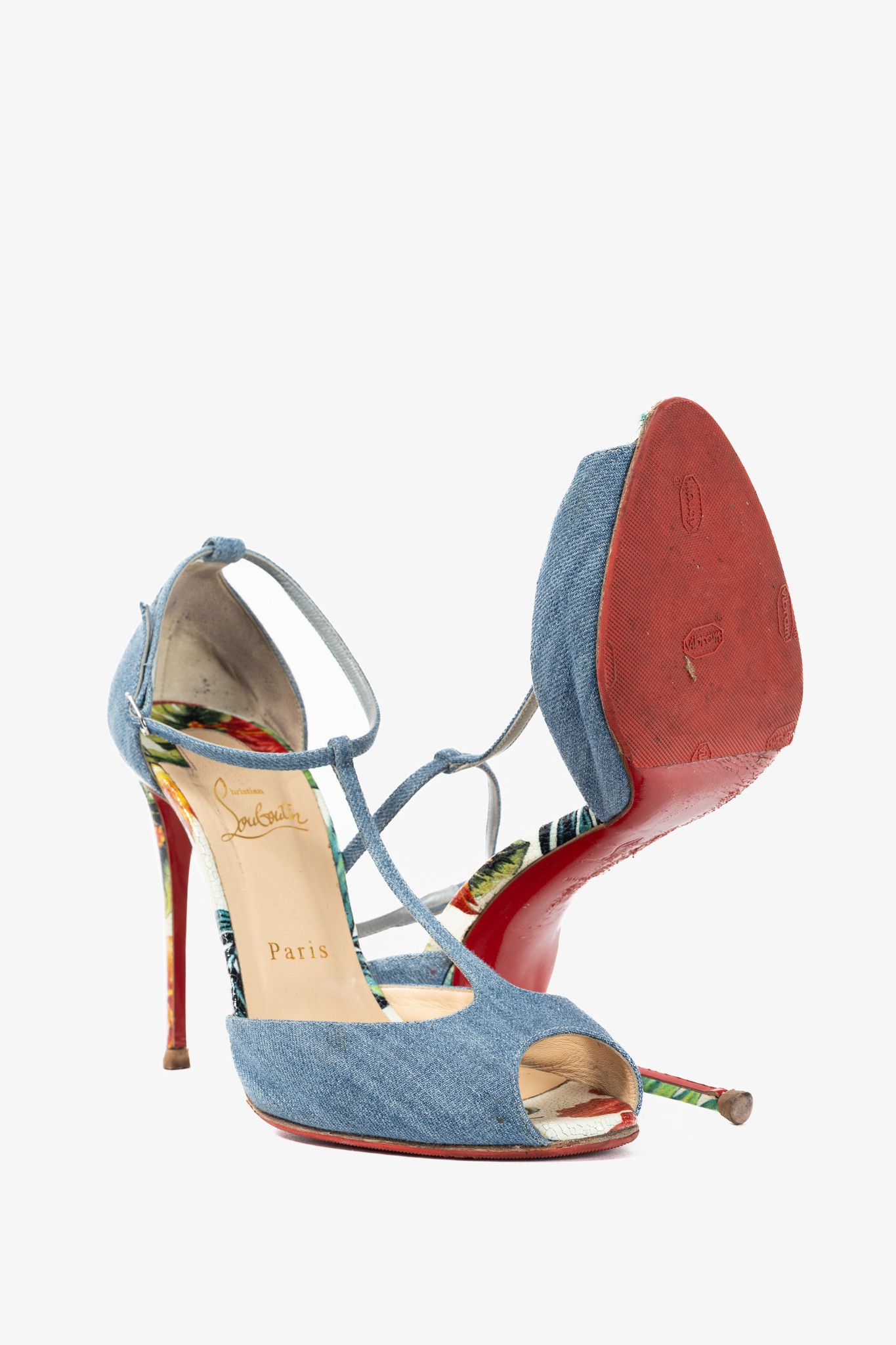Christian Louboutin Christian Louboutin Senora 100 Jeans/Calf Hawaii Sandals Size US 9.5 / IT 39.5 - 4 Thumbnail