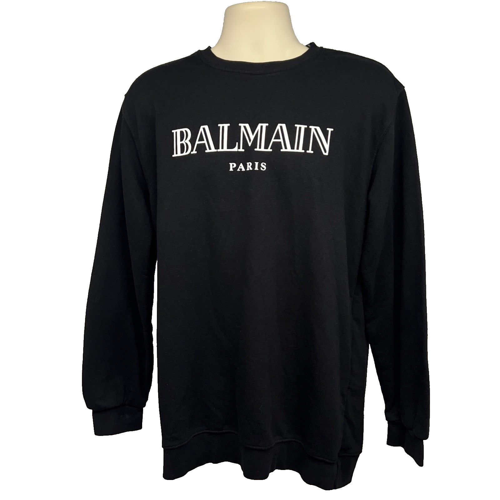 Balmain BALMAIN Paris Spell Out Black Graphic Sweatshirt 2XL Stretch Size XXL / US 16-18 / IT 52-54 - 1 Thumbnail