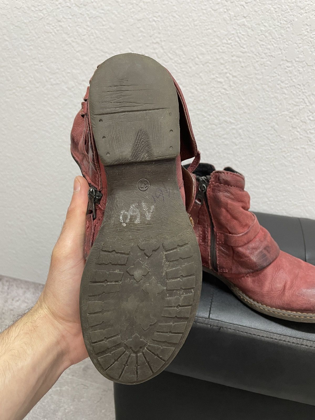 If Six Was Nine Vintage Italian AS98 Heel Leather Biker Boots In Dark Red Size US 7 / IT 37 - 14 Thumbnail