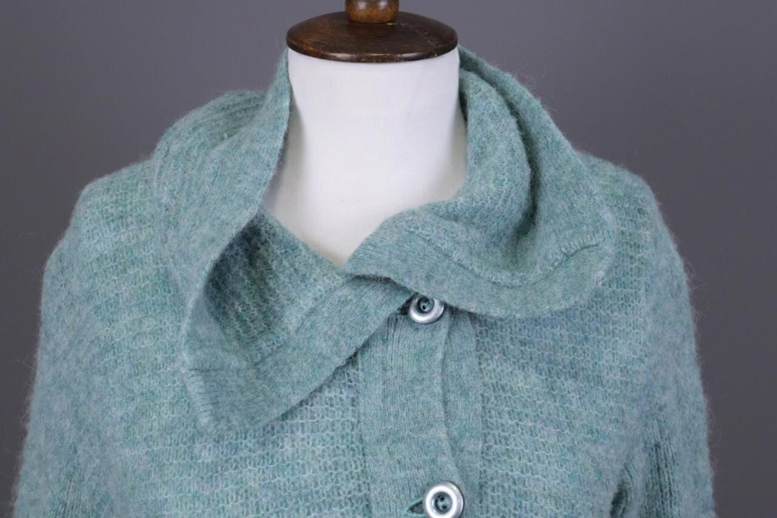 Designer Aventures des Toiles Green Wool Alpaca Knit Jacket Size 40 Size M / US 6-8 / IT 42-44 - 2 Thumbnail
