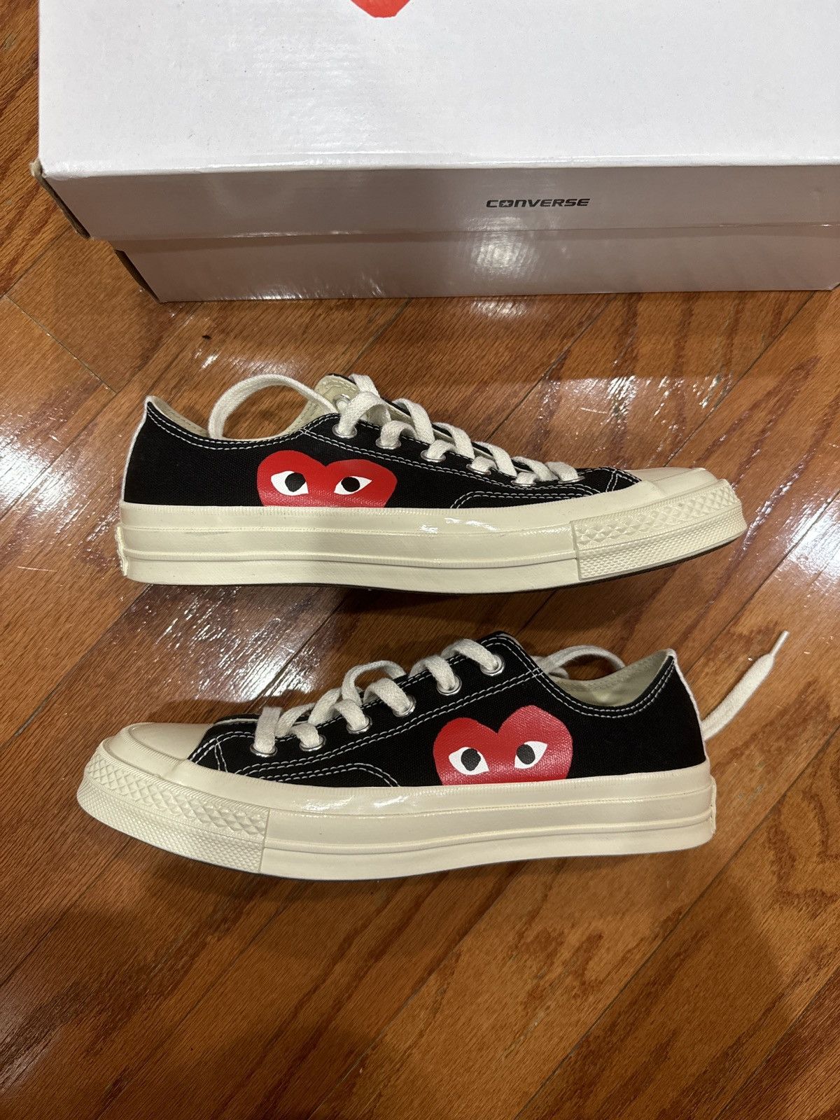 image of Cdg Play X Converse Black Low Top Shoes, Women's (Size 8)