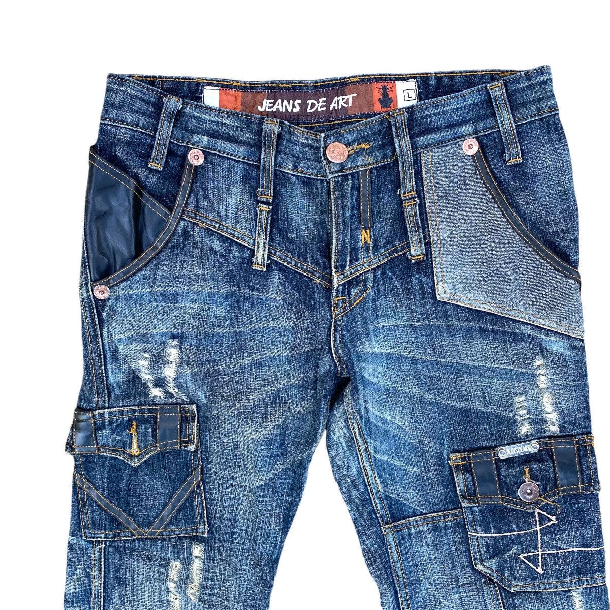 Japanese Brand × Vintage Flare Jeans De Art Distressed Multi Pocket TFOA HIROSHI Size US 34 / EU 50 - 8 Thumbnail