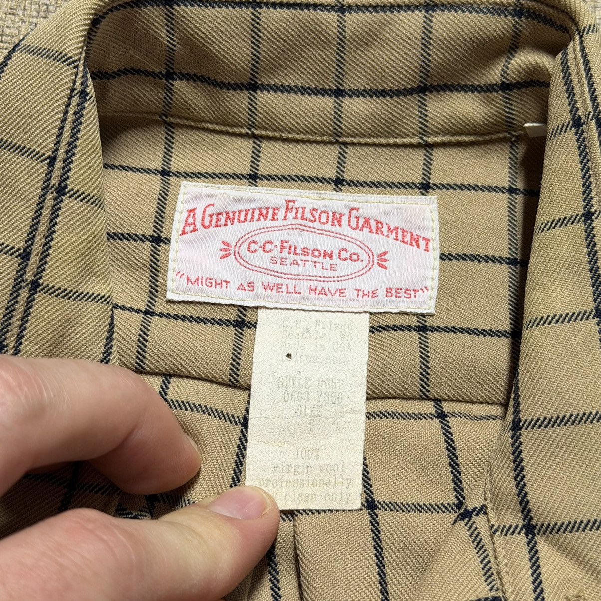 Filson Vtg Filson Men's Small Windowpane Plaid Wool Button Shirt Size US S / EU 44-46 / 1 - 2 Thumbnail