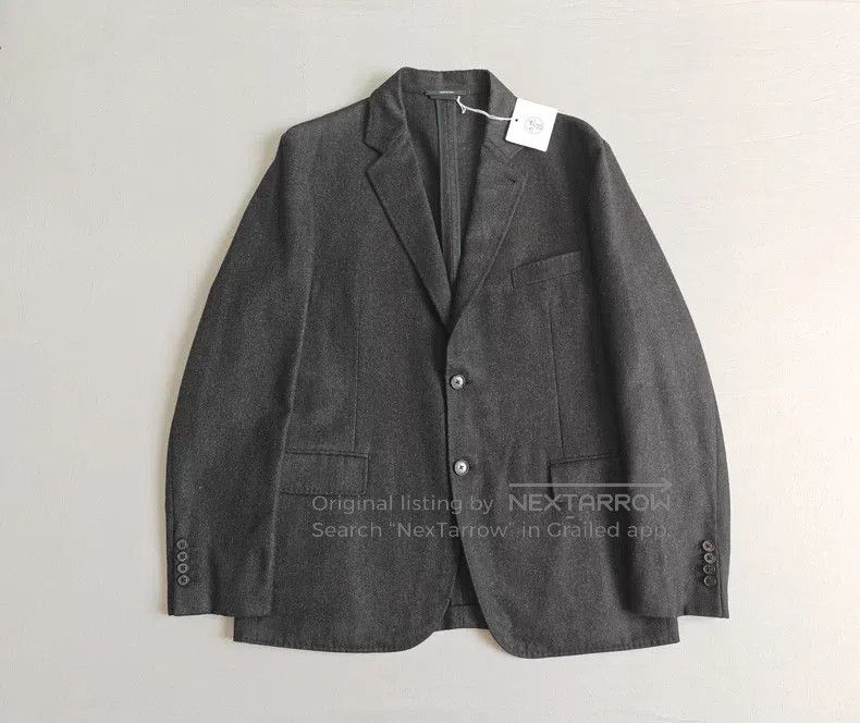 Hermes Hermes Men's Cashmere Blazer Jacket, Grey-Black, 97% Cashm Size 52R - 1 Thumbnail