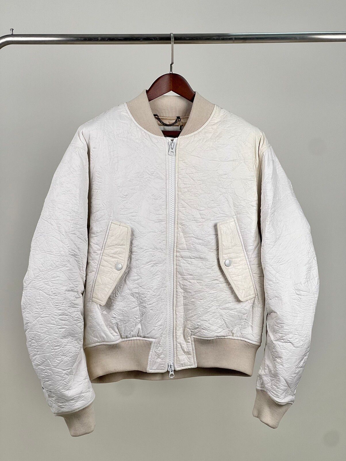 Pre-owned Dries Van Noten Back Zipped Bomber Jacket M In White